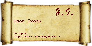 Haar Ivonn névjegykártya